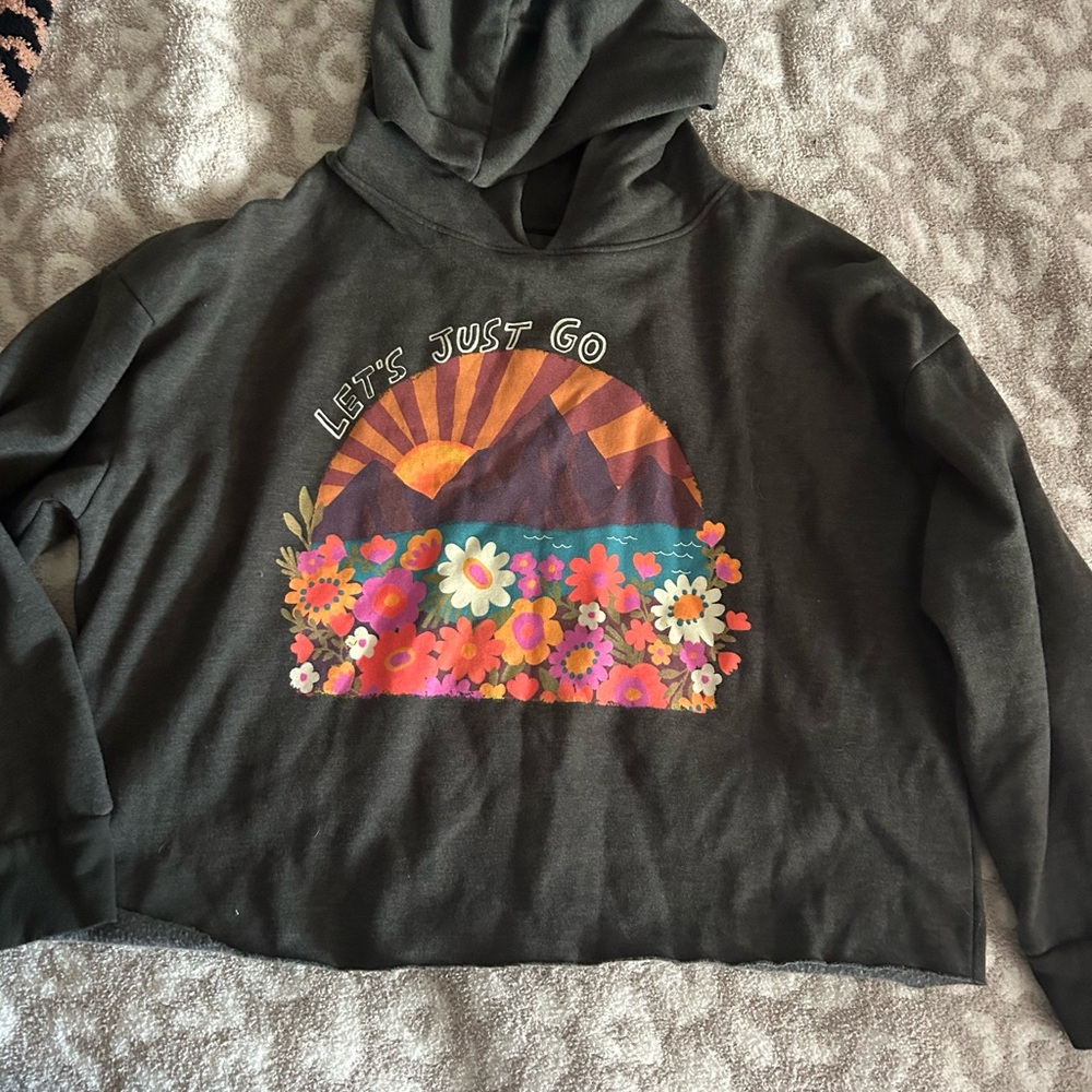 NATURAL LIFE  - Charcoal Cropped hoodie  Medium - Picture 2 of 4